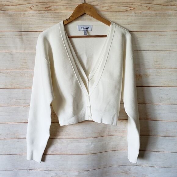 Derek Lam 10 Crosby Arden Double Layer V-neck Knit Cropped Cardigan - Picture 5 of 15